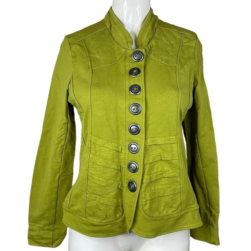 Neon Buddha Basil Military Jacket Lightweight Button Up Moss Green SZ Small